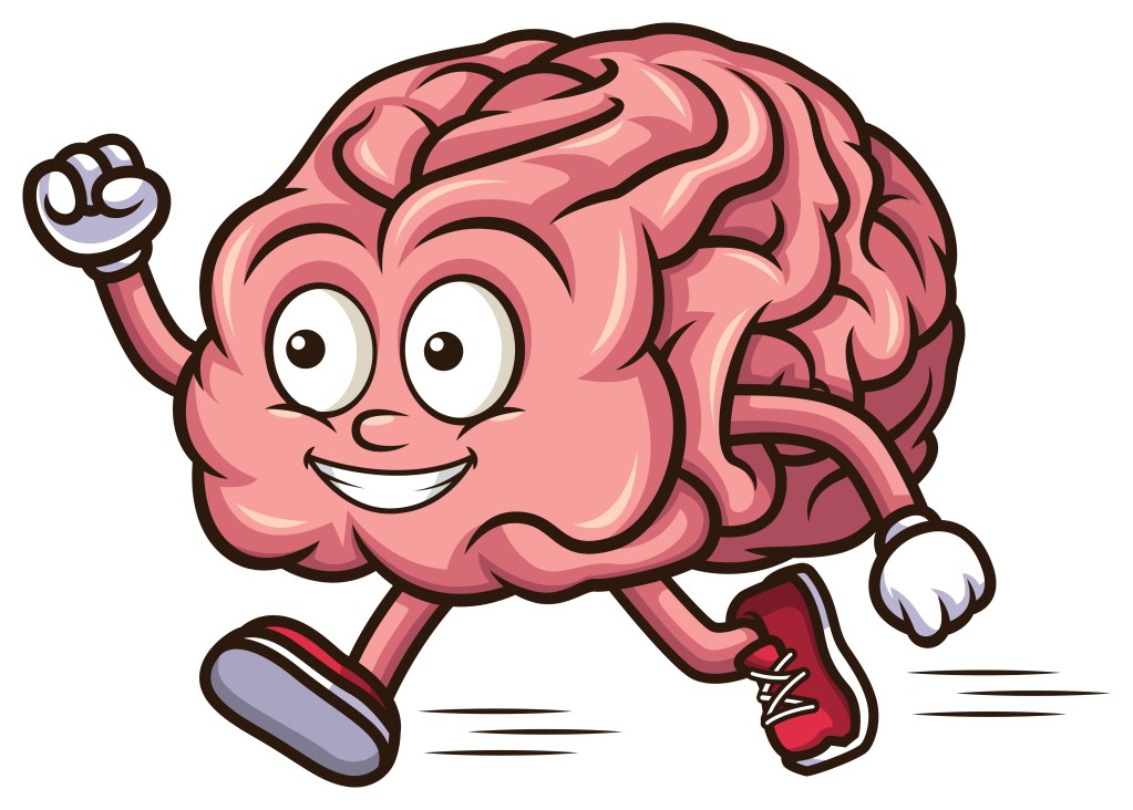Brain character running vector cartoon clip art